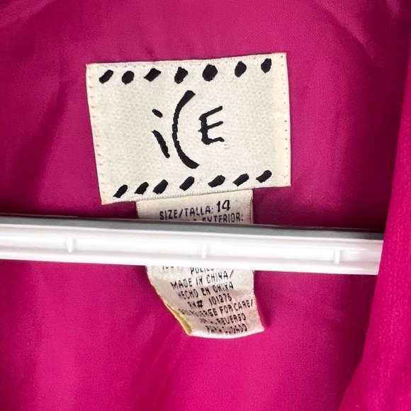 Vintage ICE Women’s Silk Chiffon Fairy Wrap Dress Pink Tropical Palm Print Sz 14 - Picture 4 of 16